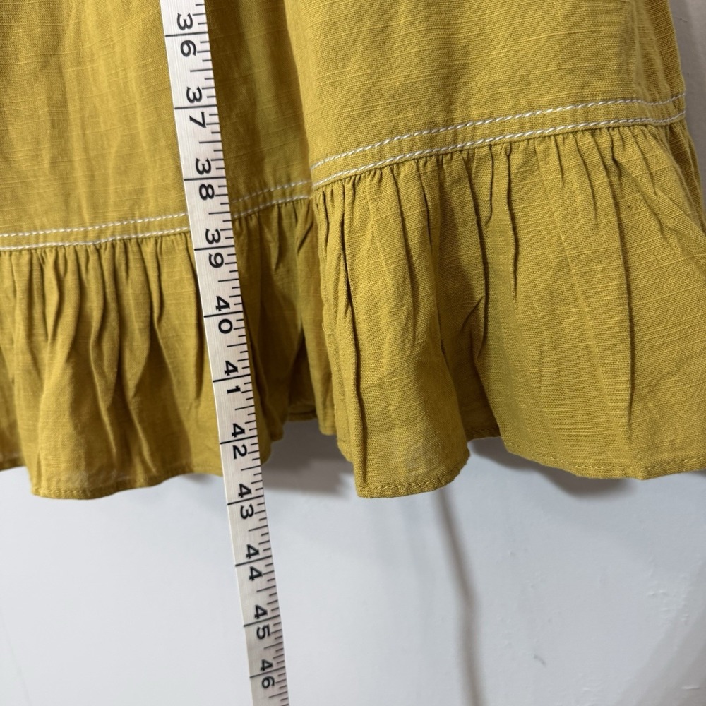 Urban Outfitters Penny Smocked Midi Dress Strapless Yellow Ruffle Cotton Sz M - Picture 12 of 12
